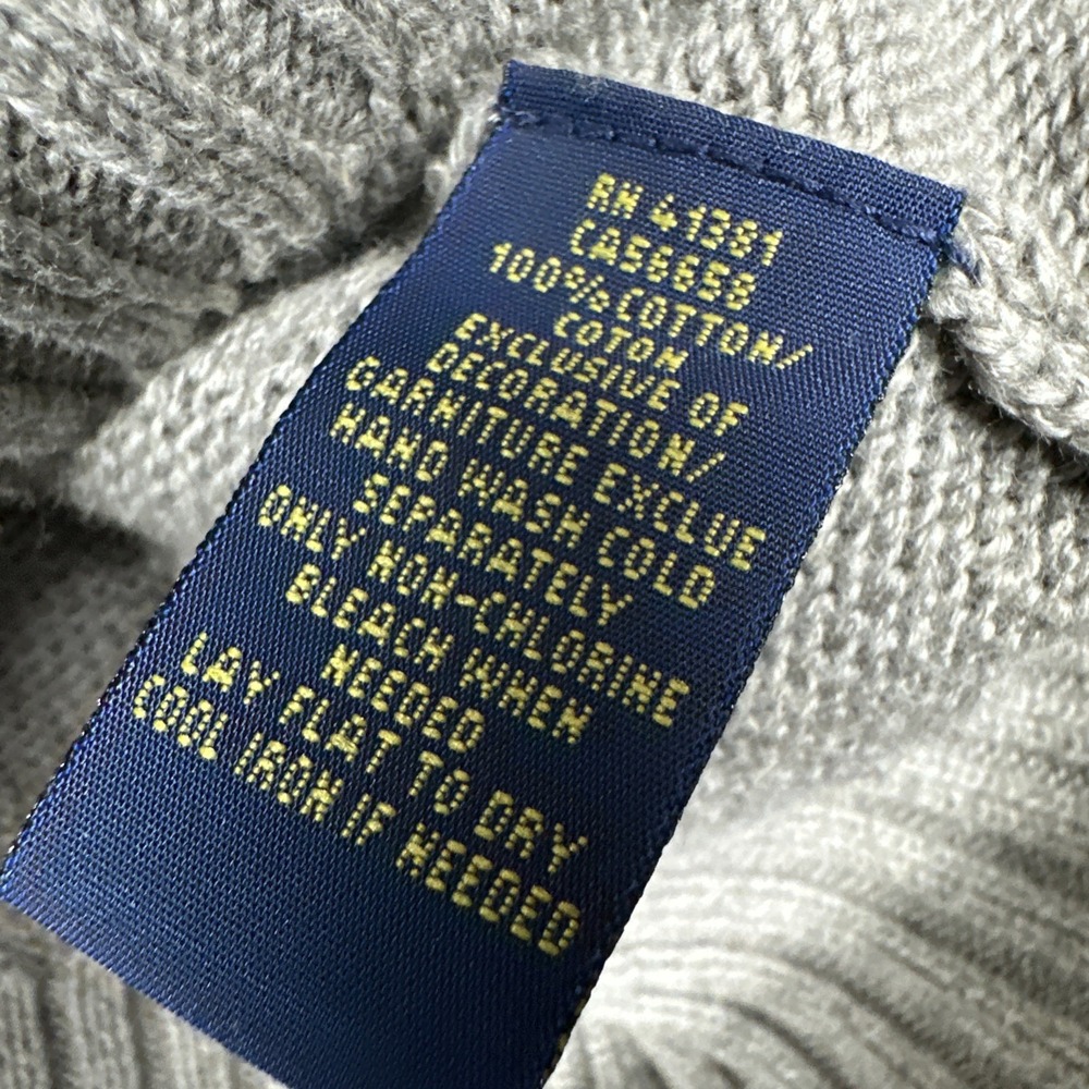 Polo Ralph Lauren Sweater Mens XXl Mock Neck Gray Button Pullover Knit Cotton - Picture 6 of 6